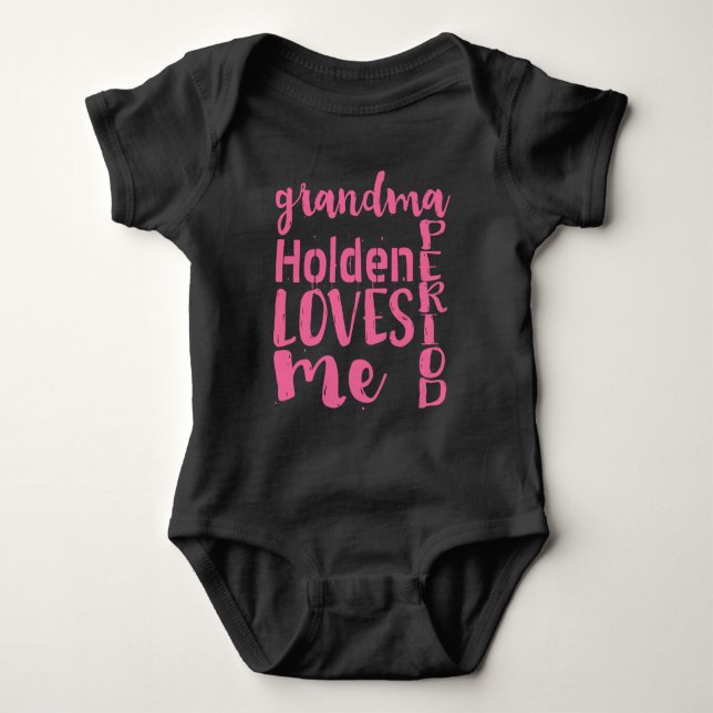 Personalized Pink Grandma Loves ME Period Baby Bodysuit (Front)