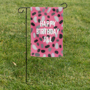 Personalized Pink Gray Black Jelly Bean Garden Flag