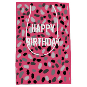 Personalized Pink Gray Black Jelly Bean  Medium Gift Bag