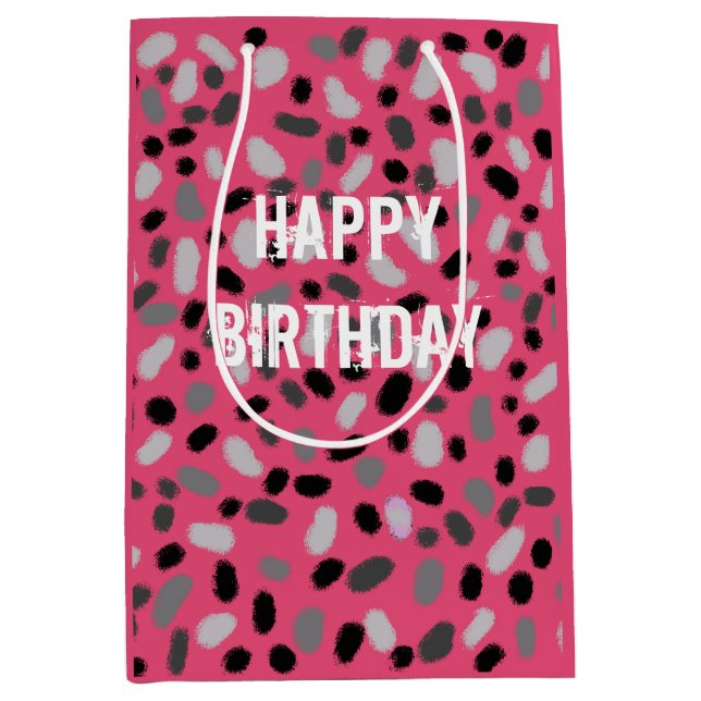 Personalized Pink Gray Black Jelly Bean  Medium Gift Bag (Front)