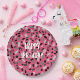 Personalized Pink Gray Black Jelly Bean Paper Plates