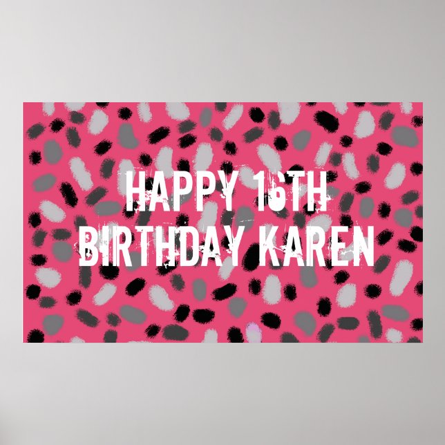 Personalized Pink Gray Black Jelly Bean Poster (Front)