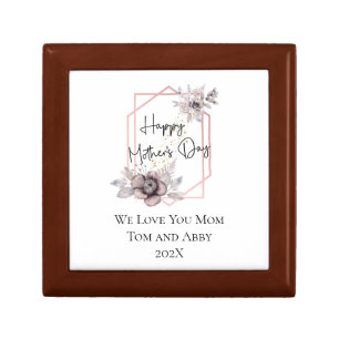 Personalized Pink Gray Floral Mother's Day Gift  Box