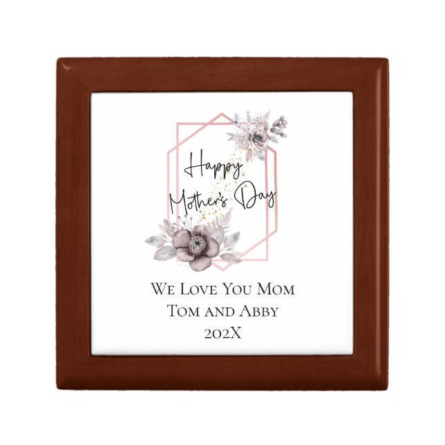 Personalized Pink Gray Floral Mother's Day Gift  Gift Box (Front)