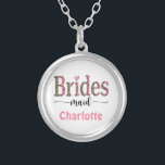 Personalized Pink Gray Leopard Print Bridesmaid  Silver Plated Necklace<br><div class="desc">Personalize this silver necklace or locket necklace for your bridesmaids. The pink and gray leopard print is trendy and a these will look great on your bridesmaids.</div>