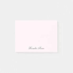 Personalized Pink Gray Script Name Post-it Notes