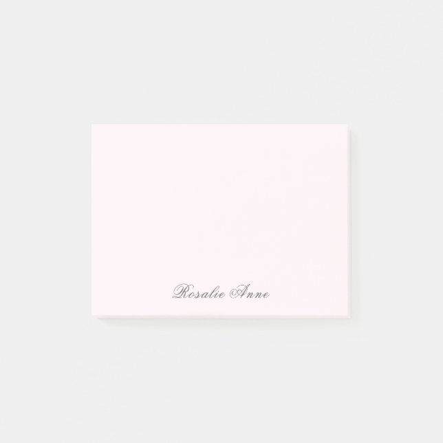 Personalized Pink Gray Script Name  Post-it Notes (Front)
