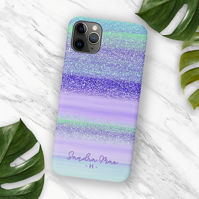 Personalized Pink Green Blue Purple Stripe Art Case-Mate iPhone Case (Creator Uploaded)