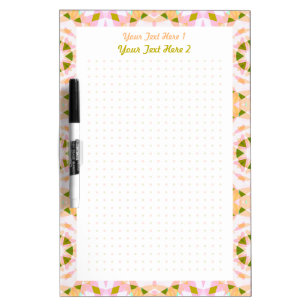 Personalized Pink Green Dot Grid College School Dry Erase Board