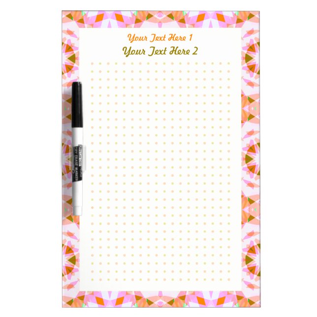 Personalized Pink Green Dot Grid College School Dry Erase Board (Front)