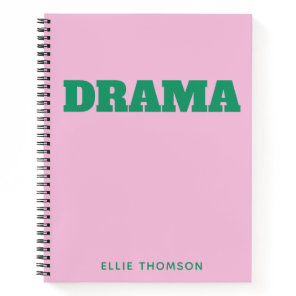 Personalized Pink Green Drama Theater School Club Notebook