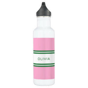 Personalized Pink & Green Golf Custom Stainless Steel Water Bottle