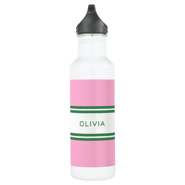 Personalized Pink & Green Golf Custom Stainless Steel Water Bottle (Right)