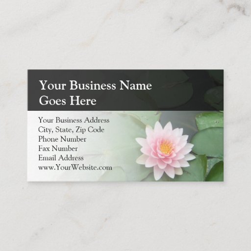 Customizable Personalized Pink/Green Lily Pad Business Card Templates