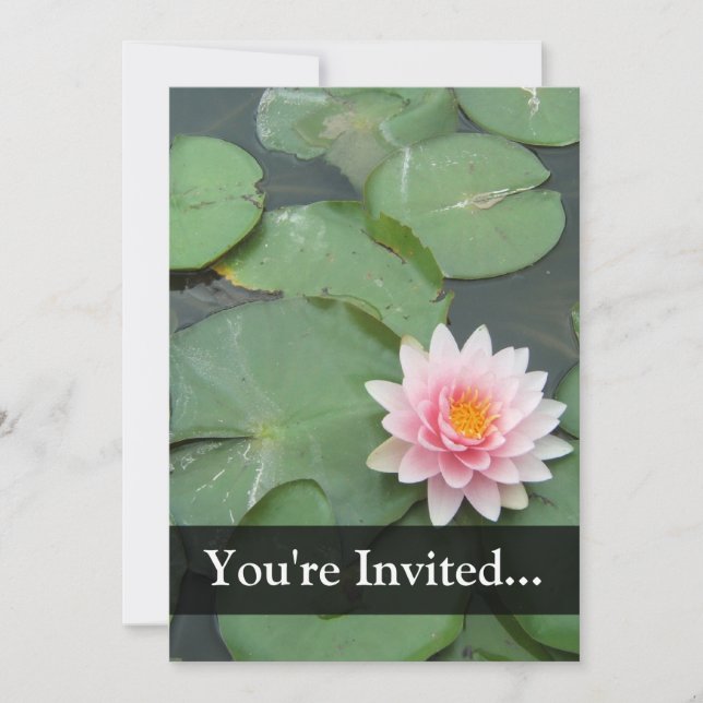 Personalized Pink/Green Lily Pad Invitation (Front)