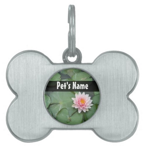 Personalized PinkGreen Lily Pad Pet Name Tag