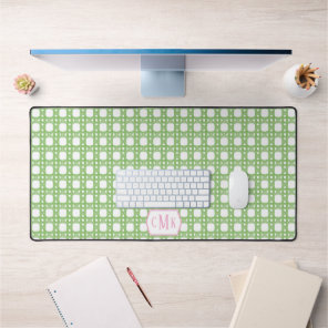 Personalized Pink & Green Preppy Caning Monogram  Desk Mat