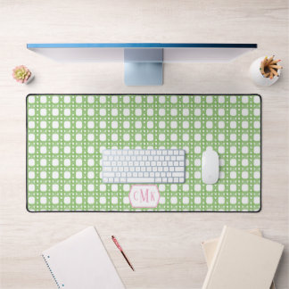 Personalized Pink & Green Preppy Caning Monogram  Desk Mat