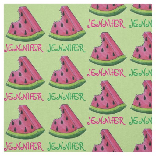 Personalized Pink Green Watermelon Slice Fruit Fabric