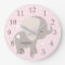 Personalized Pink Grey Elephant Nursery Wall Clock