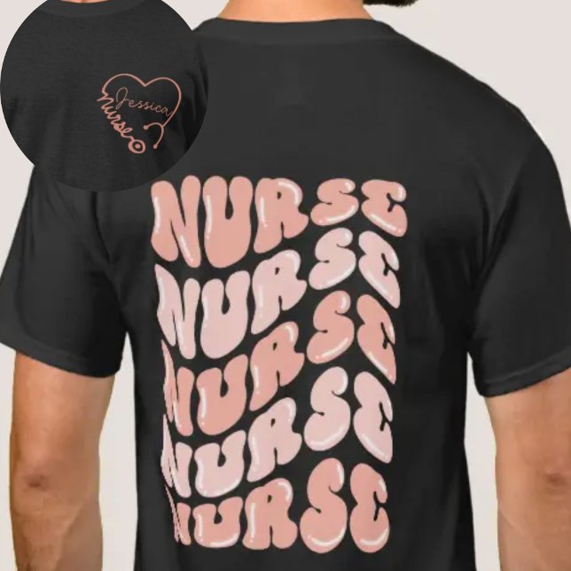 Personalized Pink Groovy Nurse T-Shirt (Creator Uploaded)