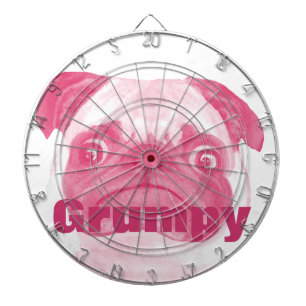 Personalized PINK Grumpy Puggy Dart Board