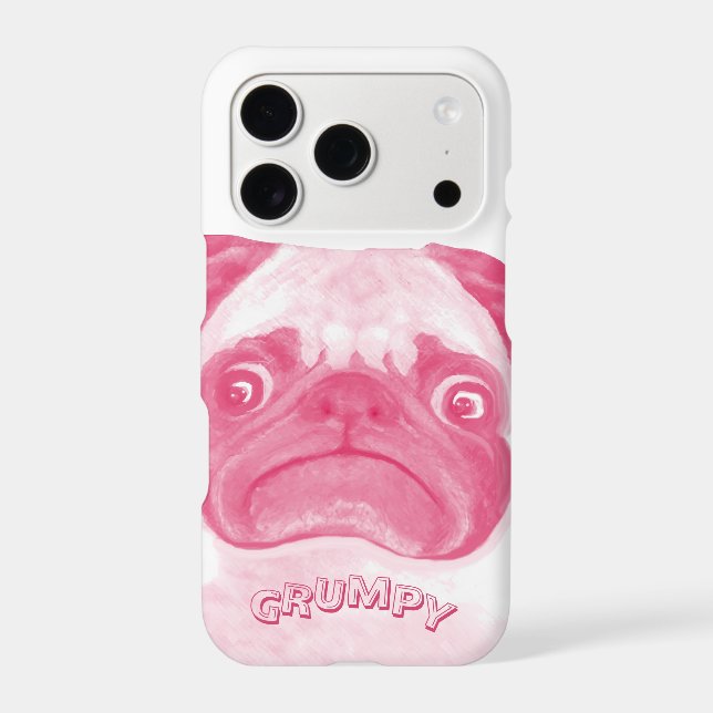 Personalized PINK Grumpy Puggy Iphone Case (Back)