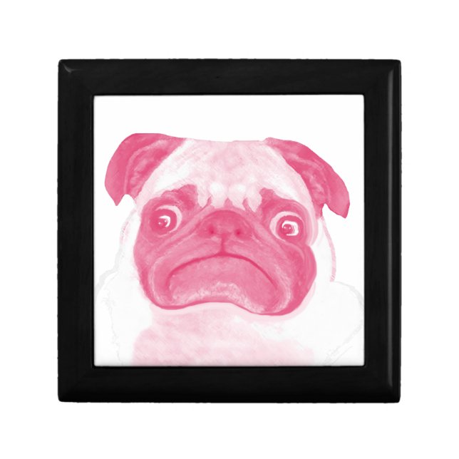 Personalized PINK Grumpy Puggy Keepsake Box (Front)