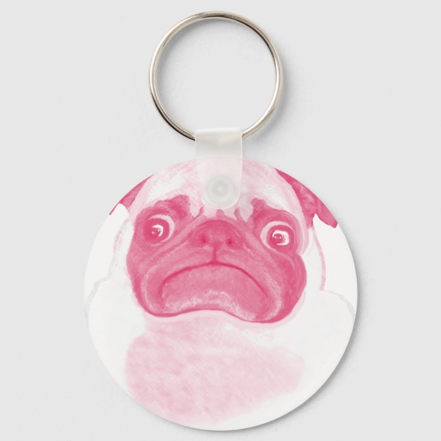 Personalized PINK Grumpy Puggy Keychain (Front)