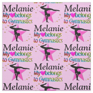 PERSONALIZED PINK GYMNASTICS STAR FABRIC