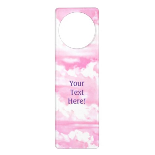 Personalized Pink Happy Clouds Door Hanger