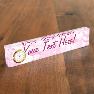 Personalized Pink Happy Clouds Nameplate