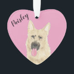 Personalized Pink Heart Black and Tan German Shep Ornament<br><div class="desc">I am in love with this beautifully detailed watercolor illustration of a black and tan german shepherd on a sweet pink heart! Personalize these pastel ornaments and make the nice list this year! For the perfect presents, pair it with a matching item from the collection for a thoughtful housewarming, bridal...</div>