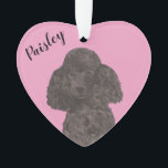 Personalized Pink Heart Black Poodle Ornament<br><div class="desc">I am in love with this beautifully detailed watercolor illustration of a black poodle dog on a sweet pink heart! Personalize these pastel ornaments and make the nice list this year! For the perfect presents, pair it with a matching item from the collection for a thoughtful housewarming, bridal shower, teacher,...</div>