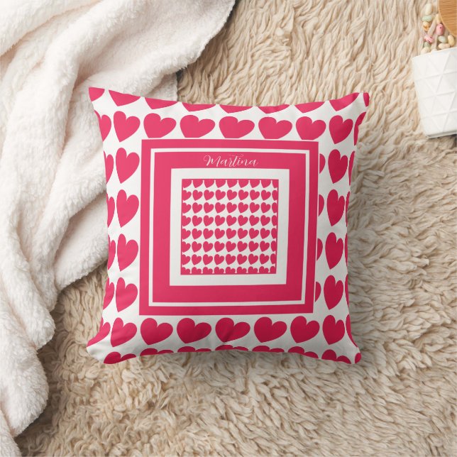Personalized Pink Heart Cushion (Blanket)