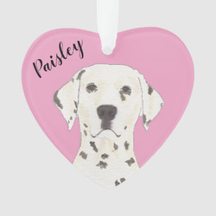 Personalized Pink Heart Dalmatian Ornament