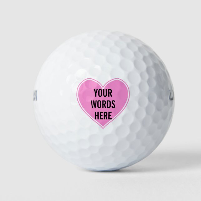Personalized Pink Heart Golf Balls (Front)