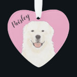 Personalized Pink Heart Great Pyrenees Dog Ornament<br><div class="desc">I am in love with this beautifully detailed watercolor illustration of a white fluffy great pyrenees on a sweet pink heart! Personalize these pastel ornaments and make the nice list this year! For the perfect presents, pair it with a matching item from the collection for a thoughtful housewarming, bridal shower,...</div>