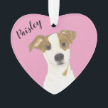 Personalized Pink Heart Jack Russell Terrier Ornament<br><div class="desc">I am in love with this beautifully detailed watercolor illustration of a jack russell terrier on a sweet pink heart! Personalize these pastel ornaments and make the nice list this year! For the perfect presents, pair it with a matching item from the collection for a thoughtful housewarming, bridal shower, teacher,...</div>