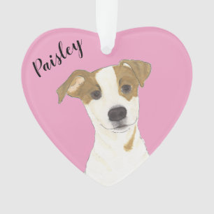 Personalized Pink Heart Jack Russell Terrier Ornament