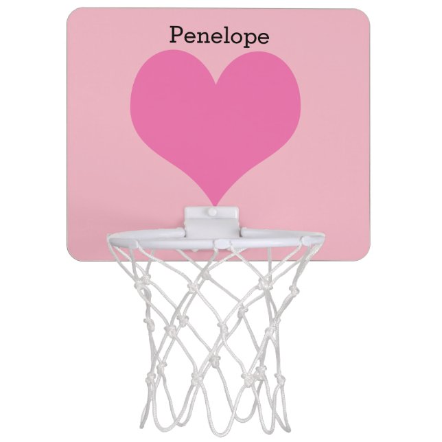 Personalized Pink Heart Mini Basketball Hoop (Front)