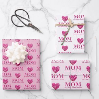 Personalized Pink Heart MOM Floral Lettering Art