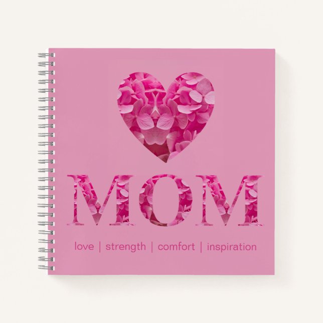 Personalized Pink Heart MOM Floral Recipe Book (Front)