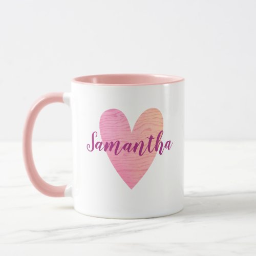 Personalized Pink Heart Mug