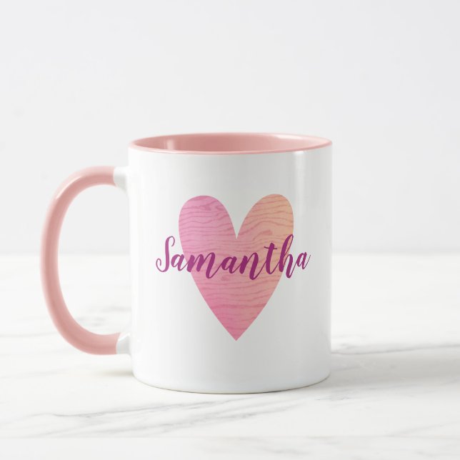 Personalized Pink Heart Mug (Left)