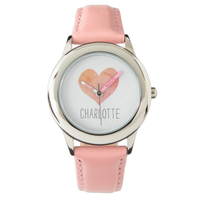 Personalized Pink Heart Name Watch (Front)