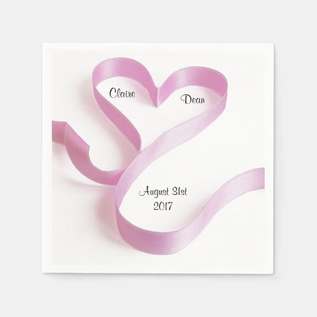 Personalized Pink Heart Napkins (Front)