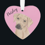 Personalized Pink Heart Rhodesian Ridgeback Ornament<br><div class="desc">I am in love with this beautifully detailed watercolor illustration of a rhodesian ridgeback dog on a sweet pink heart! Personalize these pastel ornaments and make the nice list this year! For the perfect presents, pair it with a matching item from the collection for a thoughtful housewarming, bridal shower, teacher,...</div>