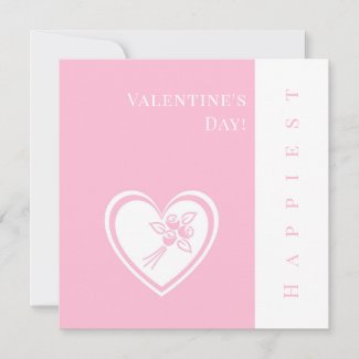 Personalized Pink Heart Roses Valentine's Day Card