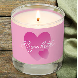 Personalized Pink Heart Scented Candle